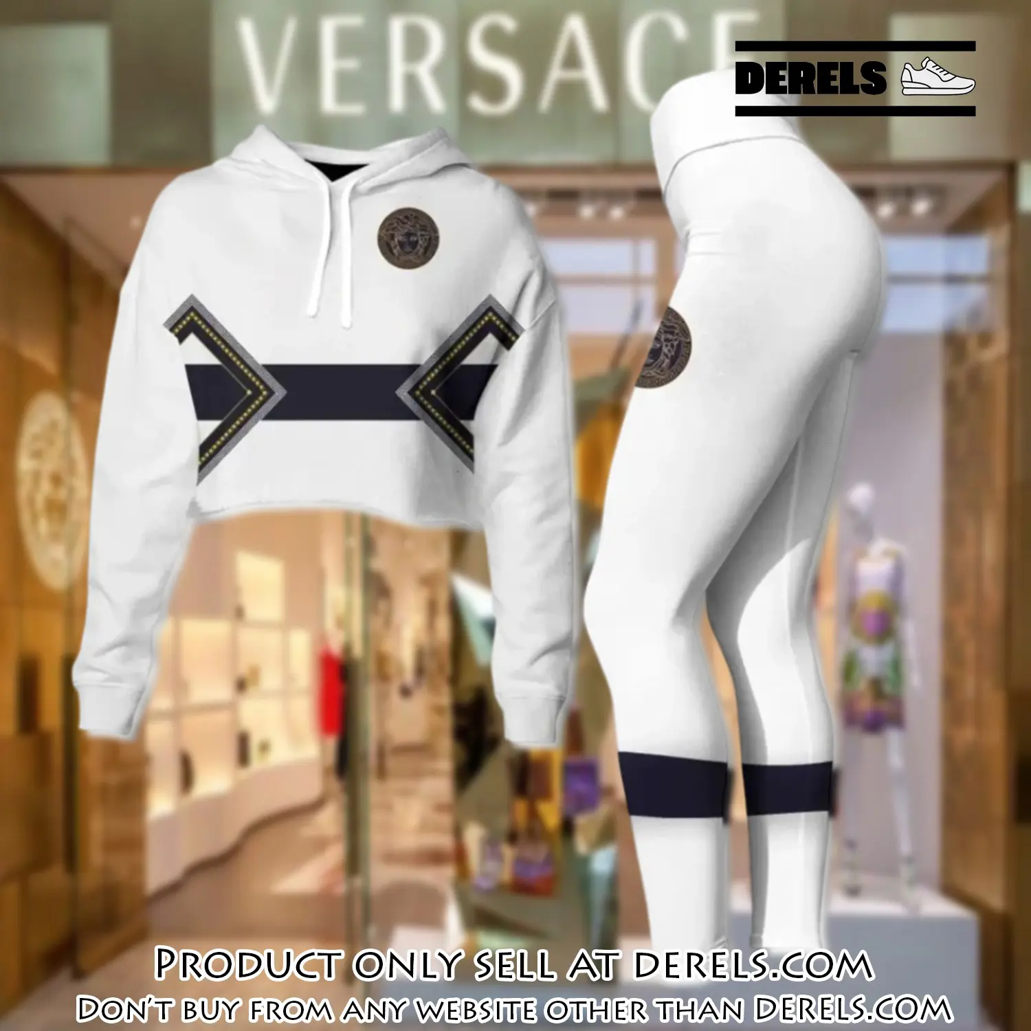 Versace white luxury brand clothes leggings and crop top set for women dr2029289